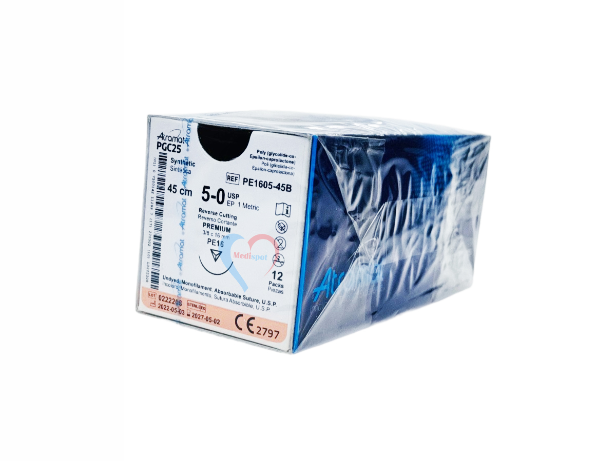 PGC25 monofilament absorbable atramat surgical sutures reverse cutting 5-0 3/8 16mm