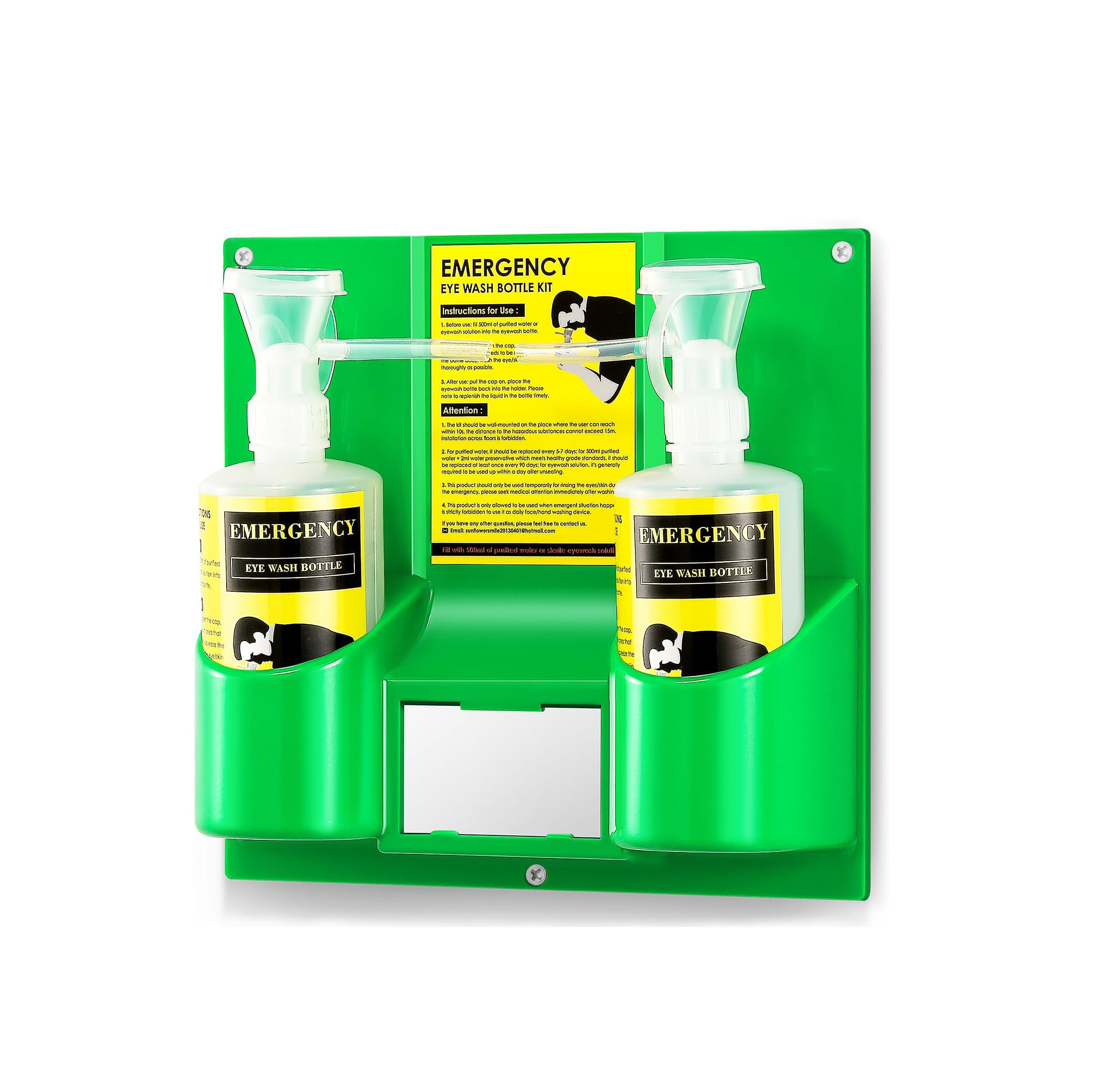 Emergency Eye Wash Station Portable Wall Mounted Eyewash Station Double 500ml Empty Eyewash Replacement Bottle Eye Washing Kit for Personal Use,…