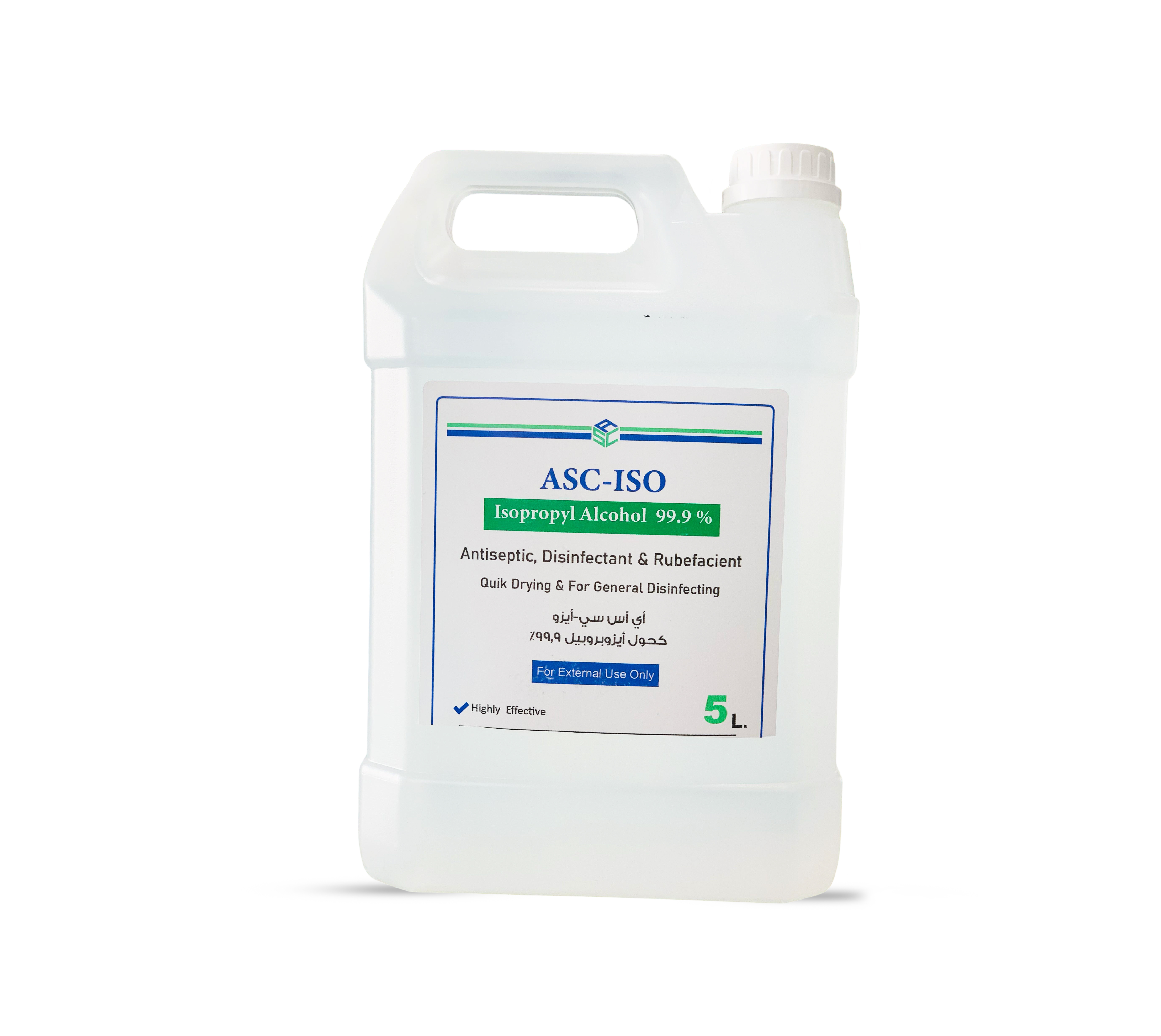 ASC-ISO ISOPROPYL ALCOHOL 99.9% ANTISEPTIC RIBBING DISINFECTANT ALCOHOL 5 LITER,asc DISINFECTANT ALCOHOL 5 LITtER,ASC كحول الأيزوبروبيل,كحول ايزوبروبيل 99% جالون 5 لتر