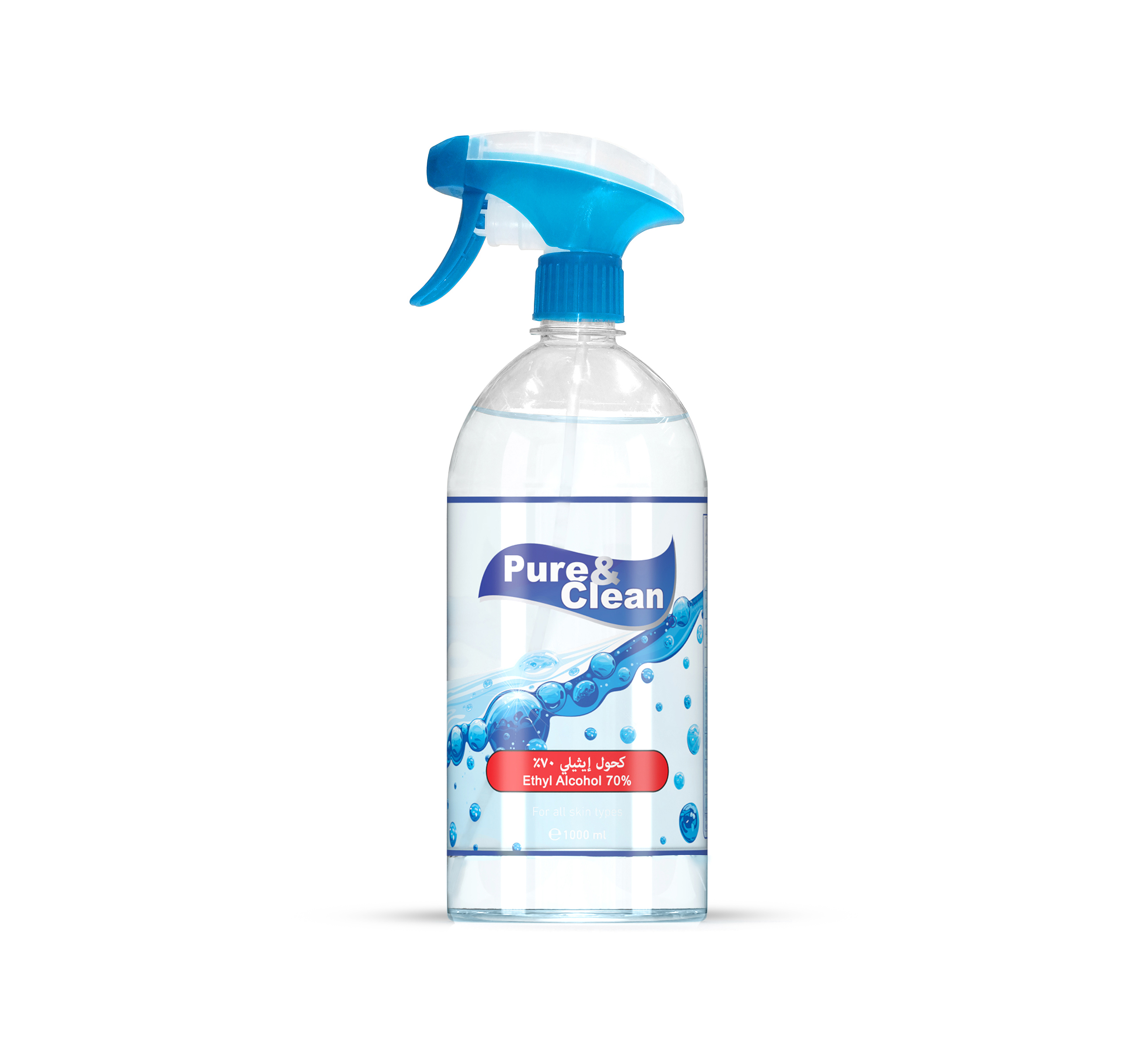 بيور اند كلين بخاخ كحول ايثيلي 70% سعة 1000مل,PURE & CLEAN ethyl alcohol 70% 1000ml