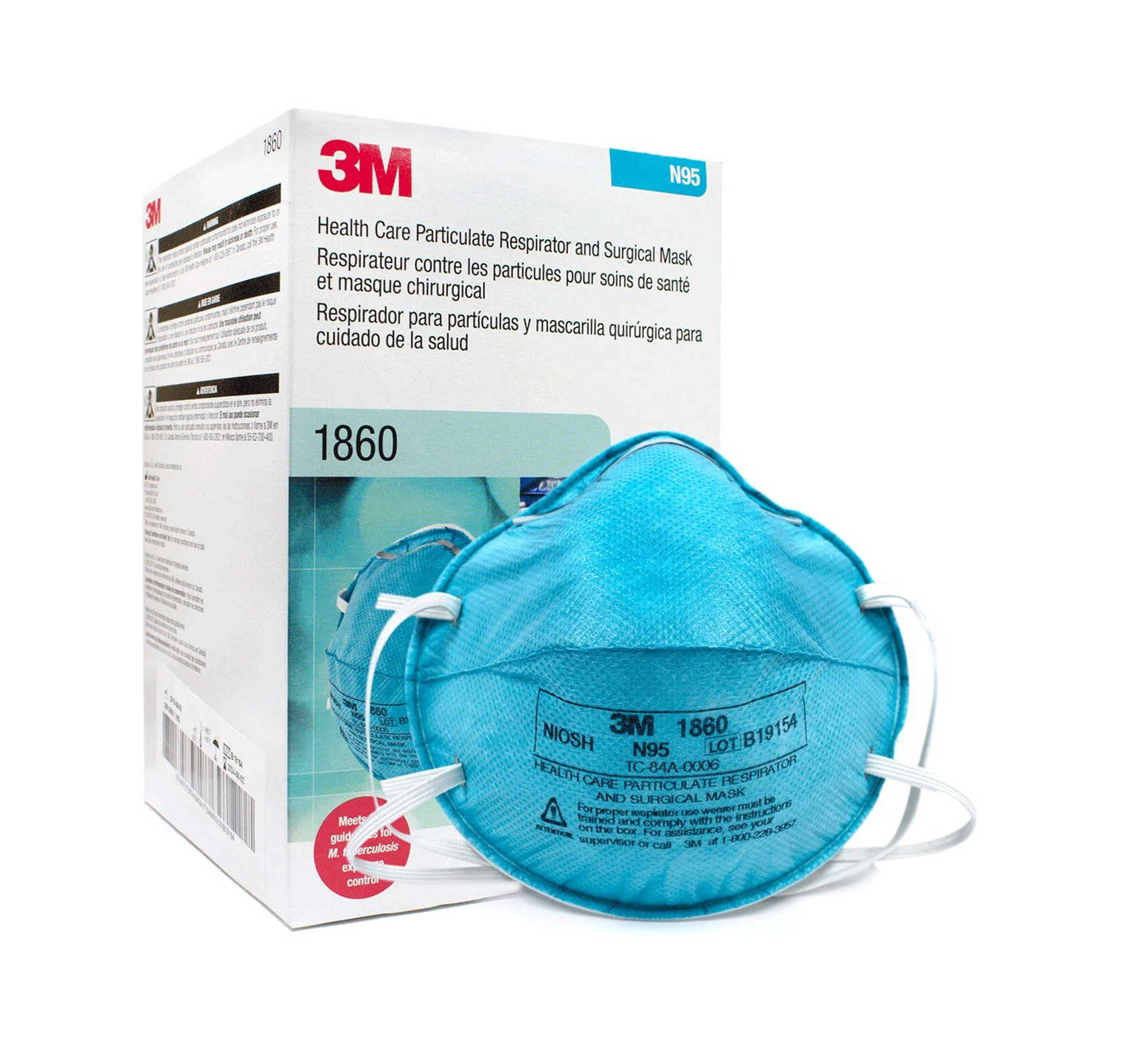 1860 3M 95 Mask,N95 1860 3M Healthcare Surgical Respirator 20/Box,كمامة N95 ثري ام 1860 جراحي عدد 20 كمامة,3M Health Care 1860S Particulate Respirator Mask
