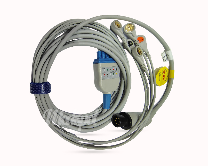 5-lead ECG Cable Snap AHA for Comen Edan Mindray Contec ECG Cable,AAMI MINDRAY ECG EKG Cable 6 Pin 5 Leads Snap AHA Compatible