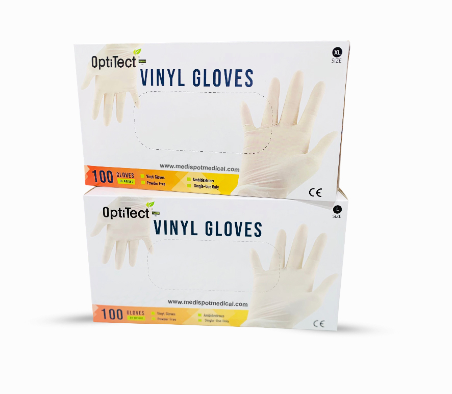 Optitect Disposable Vinyl Gloves 100pcs,قفازات فينيل للاستخدام مرة واحدة من اوبتيتيكت,قفازات فينيل,قفازات فينيل من اوبتي تيكت