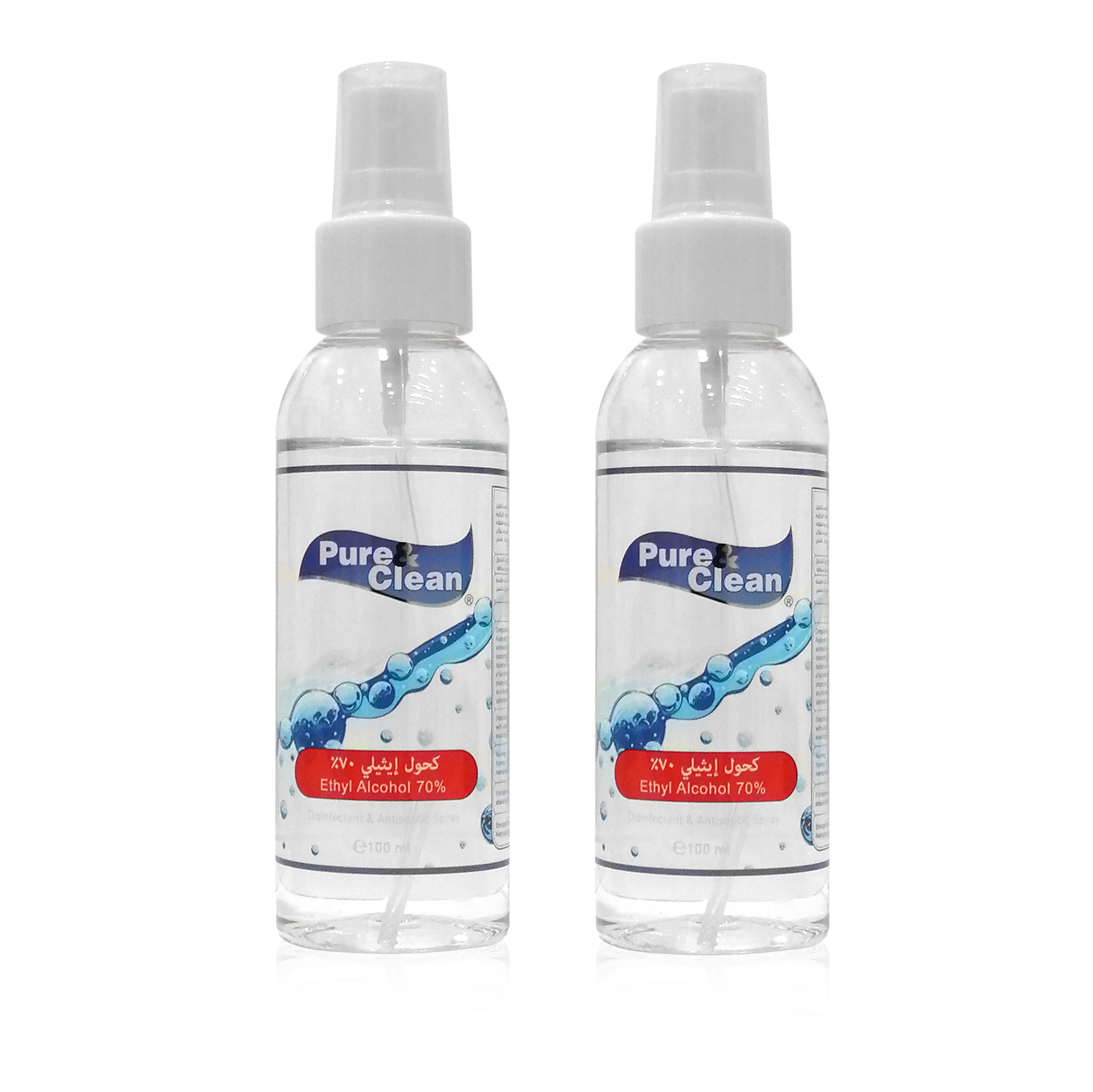 بيور اند كلين كحول ايثيلي 70% بخاخ 100مل, Pure & Clean Ethyl Alcohol 70% Spray 100ml,
