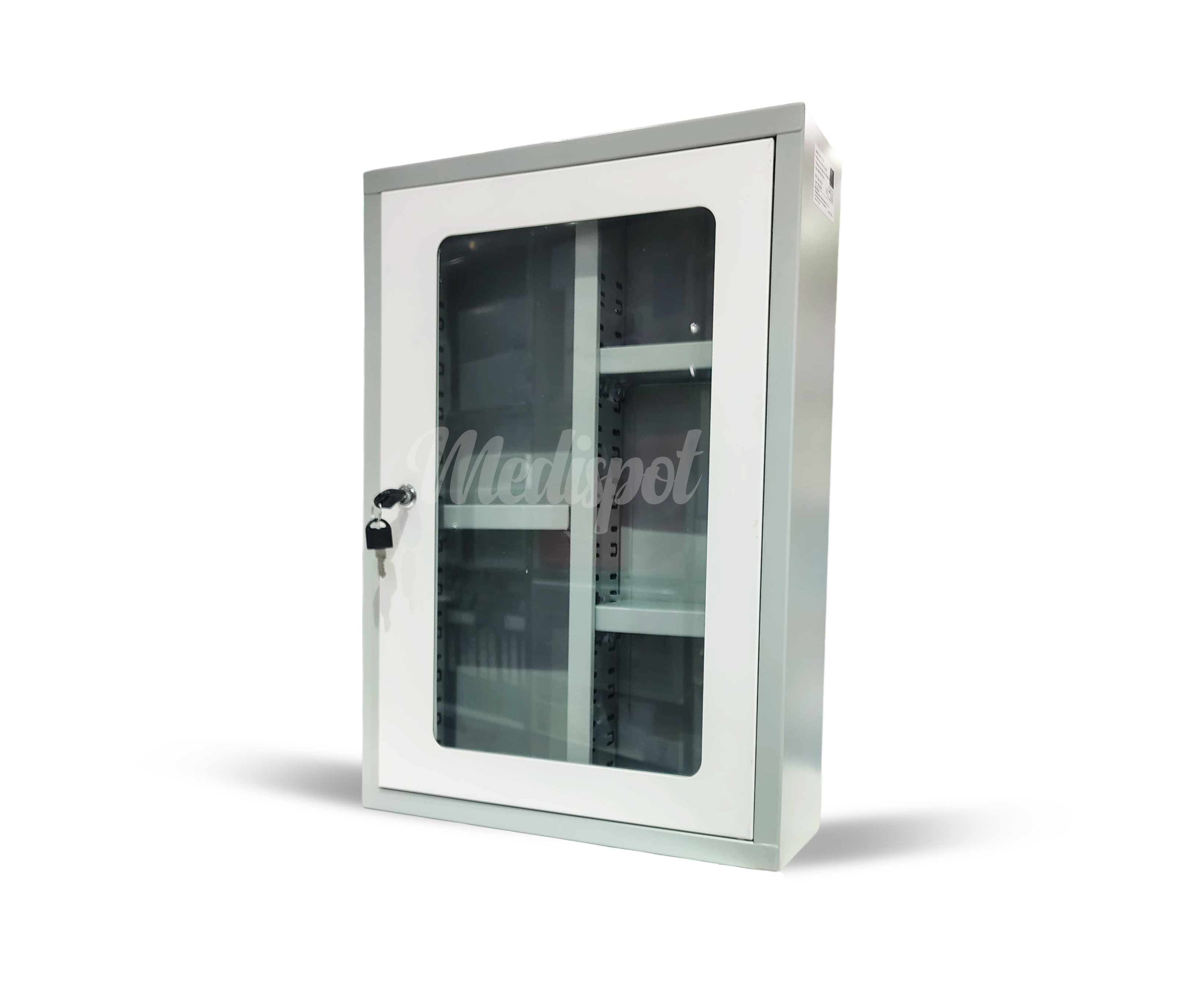 Medical Cabinet Durable & Heavy-Duty Pharmacy Metal Cabinet Glass Door – Normal Key with lock H55 x W38 x D13cm,دولاب صيدلية,دولاب ادوية,دولاب صيدلية طبي,صيدلية حديد اسعافات أولية,medicine cabinet