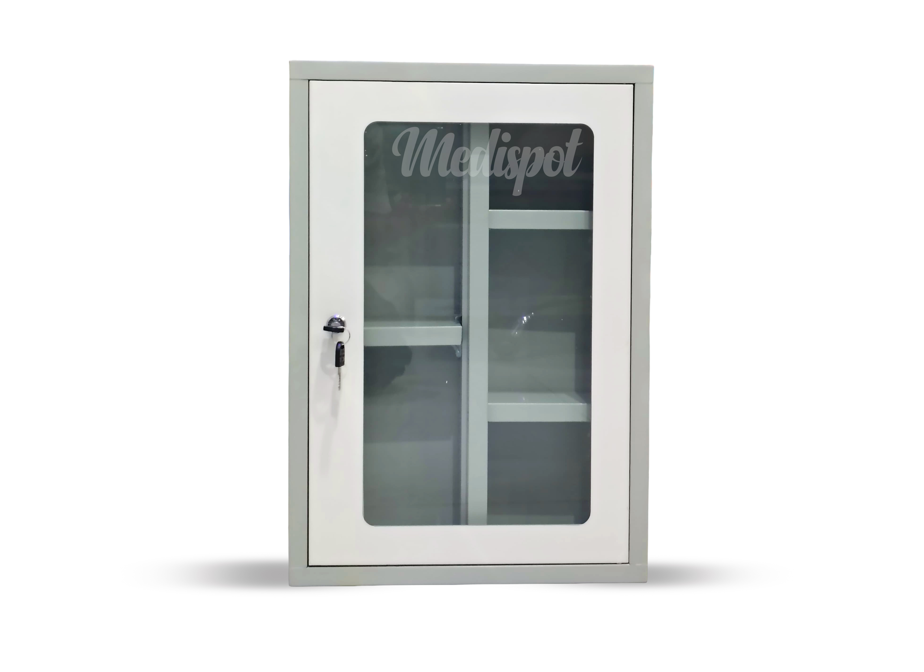 Medical Cabinet Durable & Heavy-Duty Pharmacy Metal Cabinet Glass Door – Normal Key with lock H45 x W33 x D13cm,دولاب صيدلية,دولاب ادوية,دولاب صيدلية طبي,صيدلية حديد اسعافات أولية,medicine cabinet