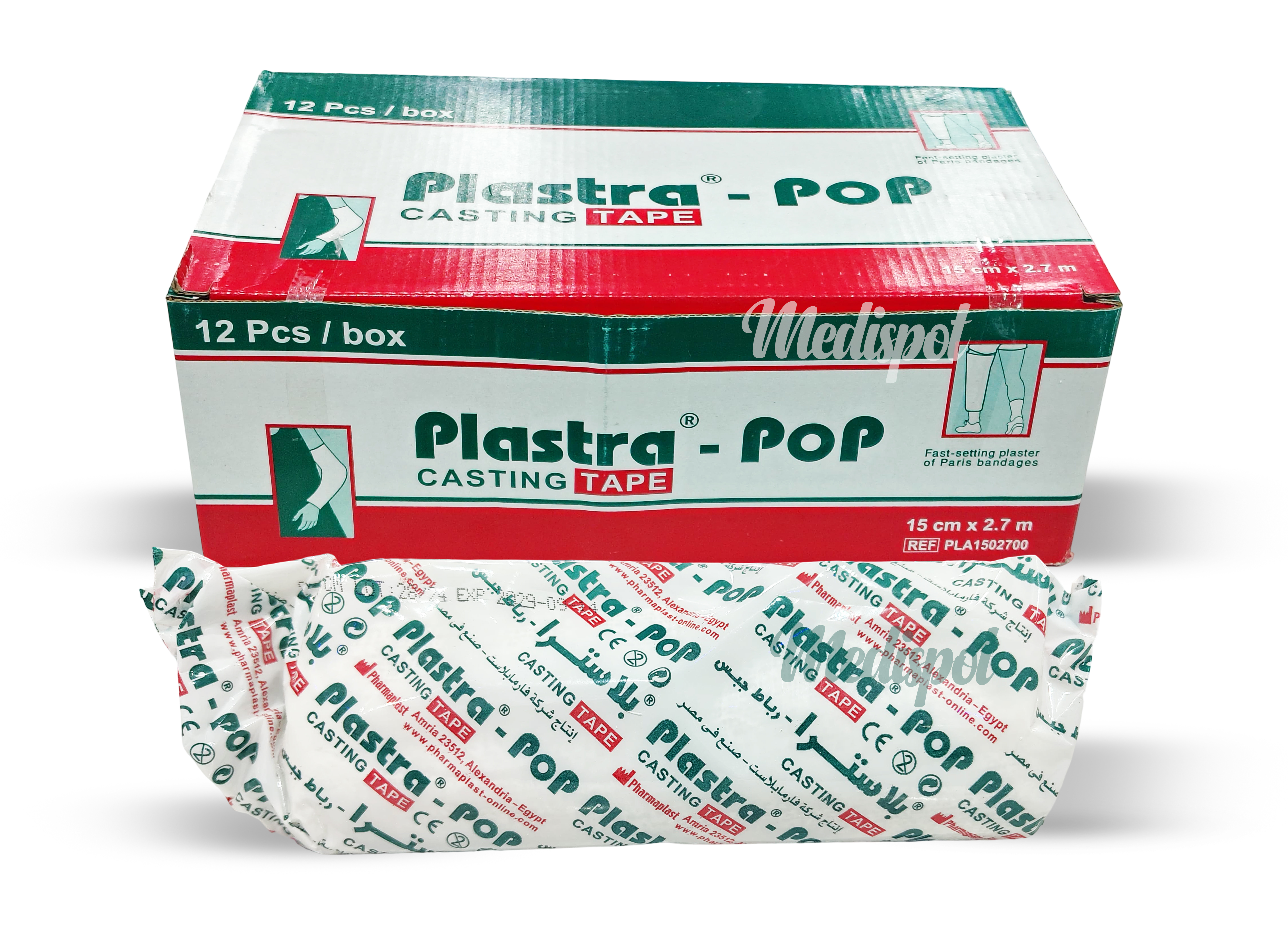pop plastra castig tape gypsona Orthopedic tape 15cm x 2.7m box/12 pharmaplast Egypt,Medical Gypsona Plaster of Paris Bandage/POP,جبسونا مصري, رول جبس للتجبير,ضمادة جص باريس من جيبسونا,