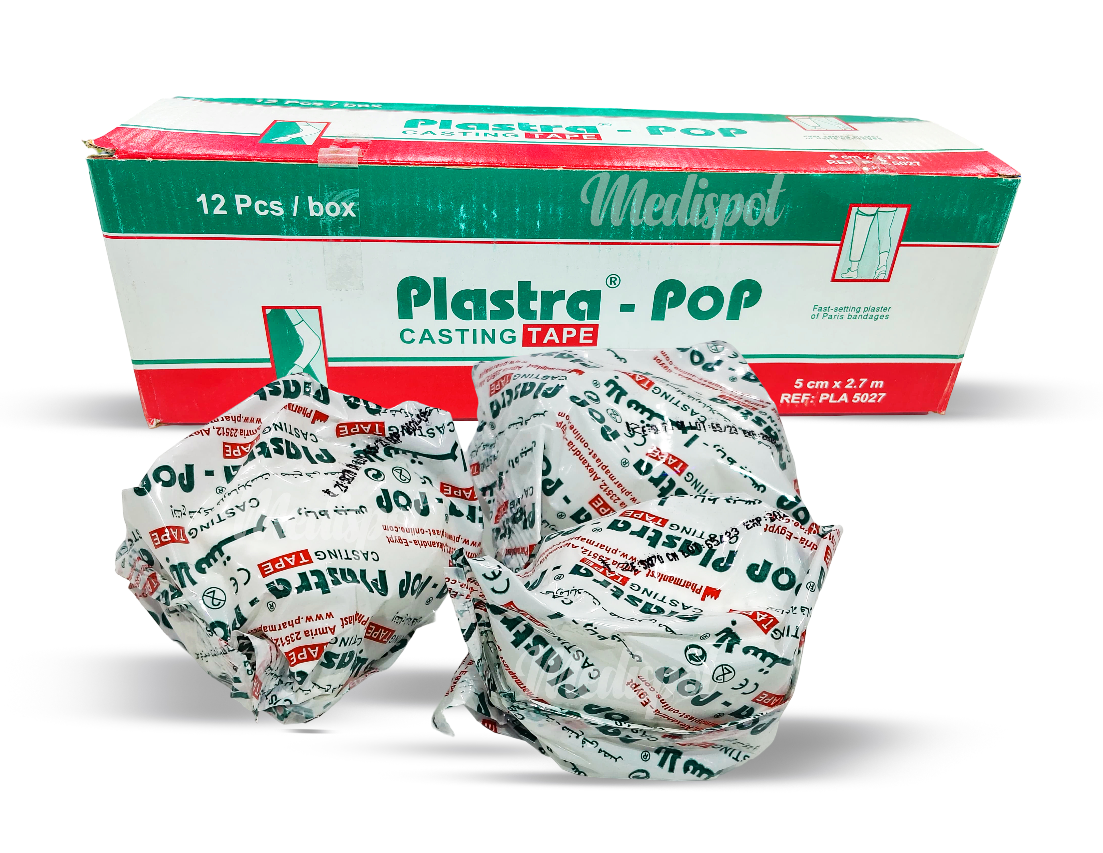 pharmaplast pOP Plastra casting tape 5cm x 2.7m box/12 Egypt, Gypsum bandage for orthosis from Pharmaplast 5 cm, ,جبسونا مصري, رول جبس للتجبير,بلاسترا بوب ضمادات جبس جاهز 5*2.7جبسونا مصري, رول جبس للتجبير,بلاسترا بوب ضمادات جبس جاهز,plaster of paris cast, Orthopaedic Plaster Casting
