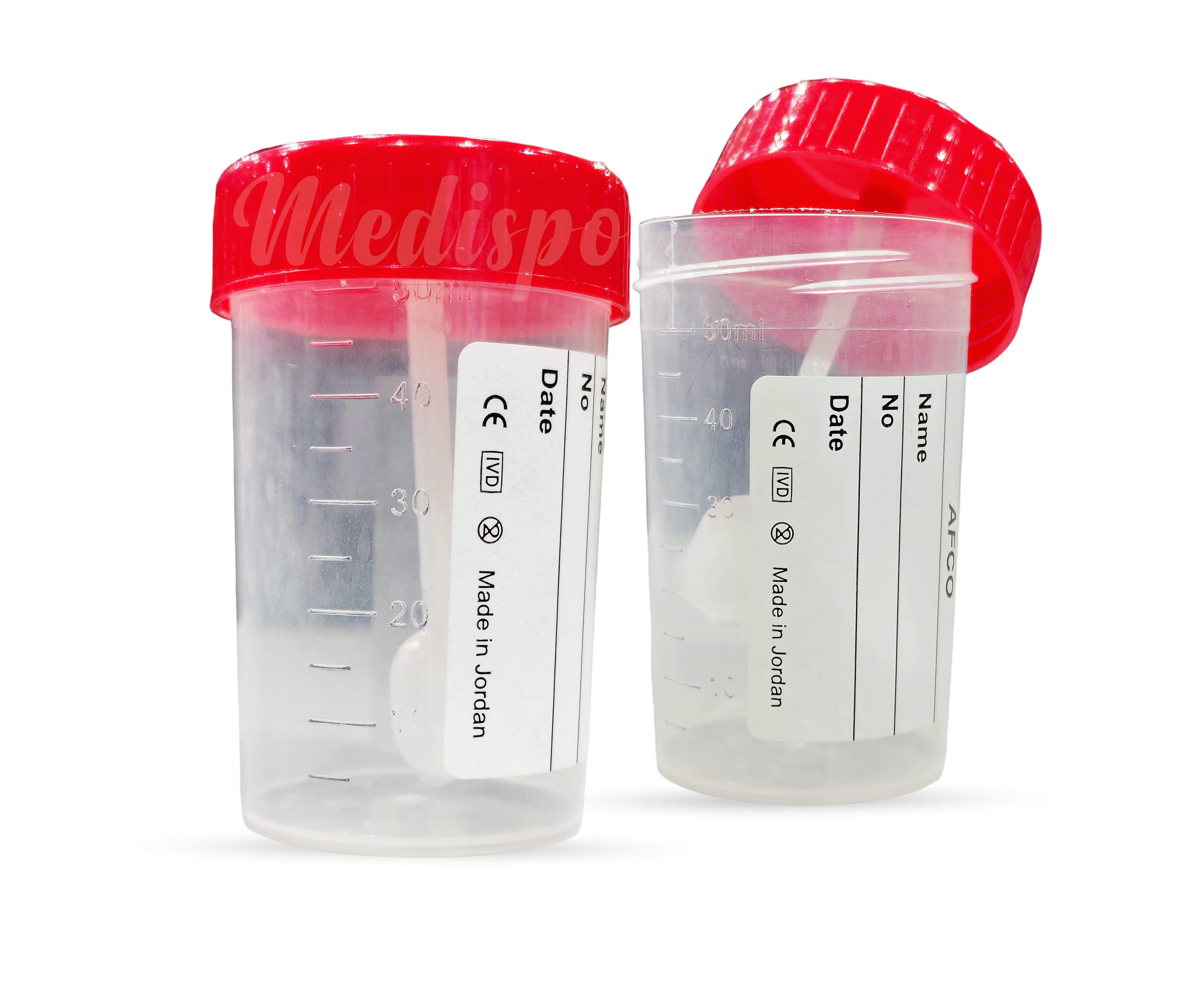 stool container non-sterile 60ml AFCO Jordan, Urine Stool container60 ML none Sterile, علبه عينات جمع براز 60 مل معقمه ,