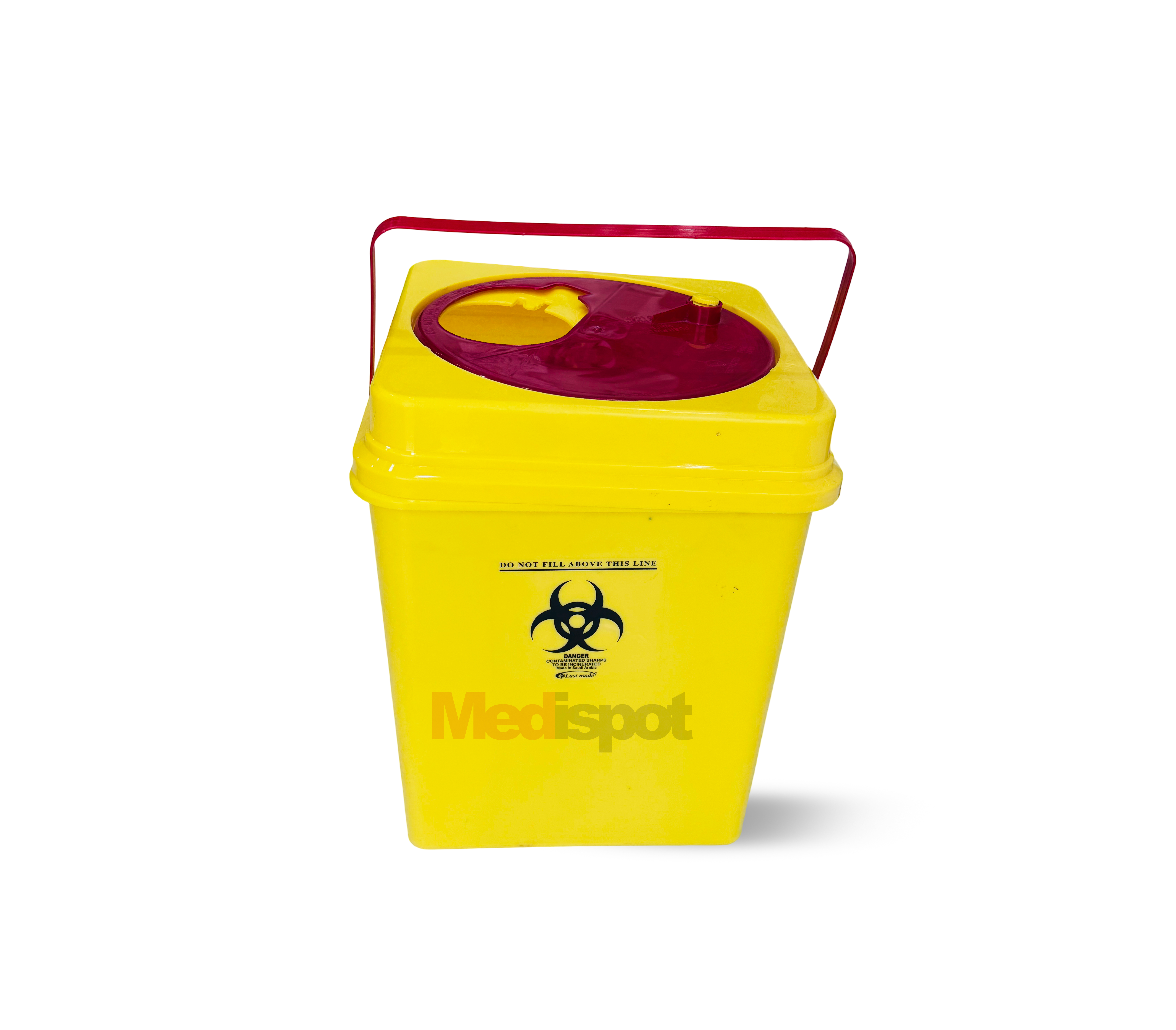 Last Made medical Disposable Biohazardous yellow Sharps Container Square Type 21 Liter,حاوية نفايات طبية سعة 21 لتر,مربع حاوية النفايات الطبية 21 لتر