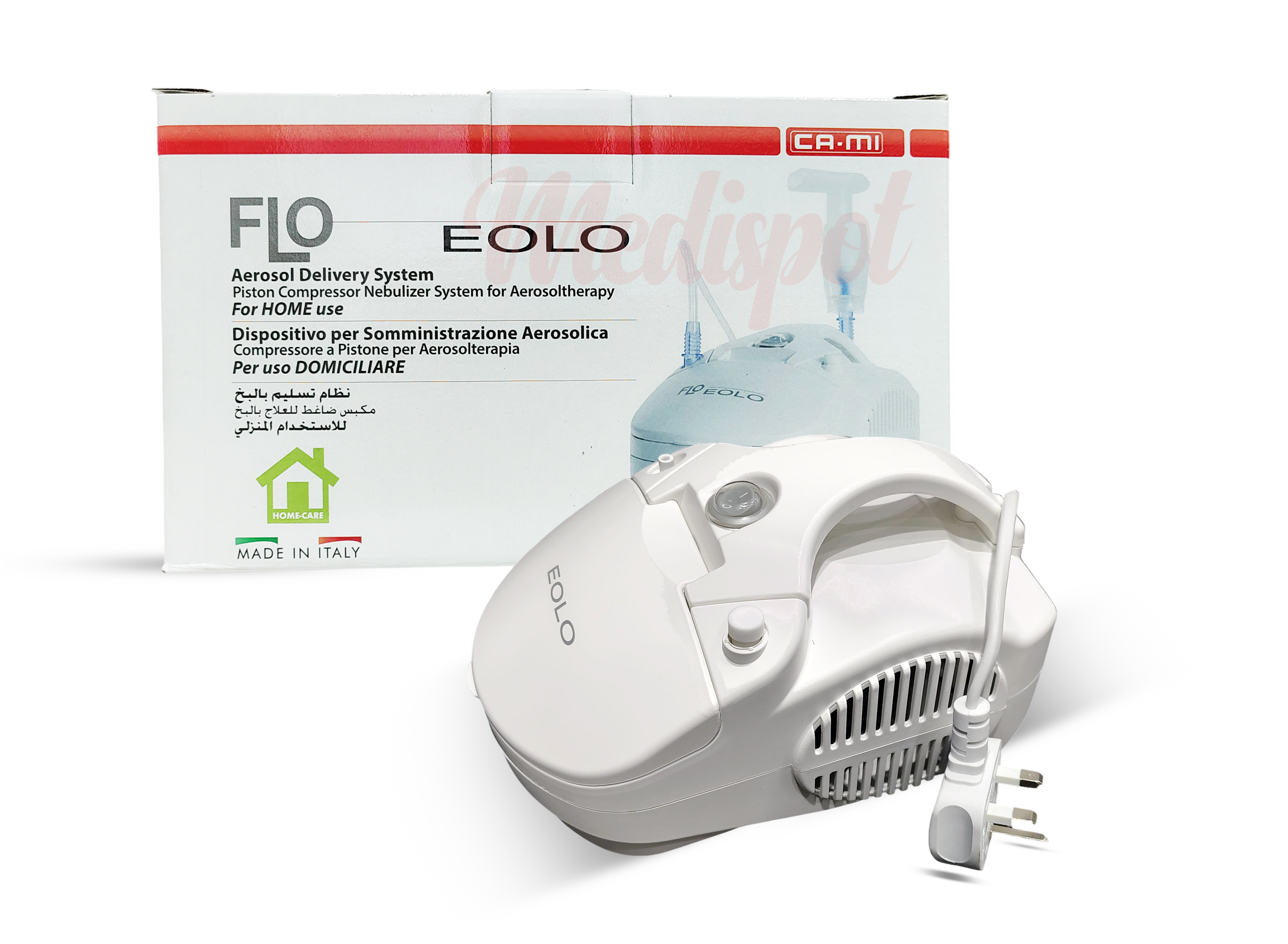 CA-MI FLO EOLO Piston Compressor Nebulizer System Italy, جهاز استنشاق البخار (نيوبلايزر) الايطالي فلو ايلو