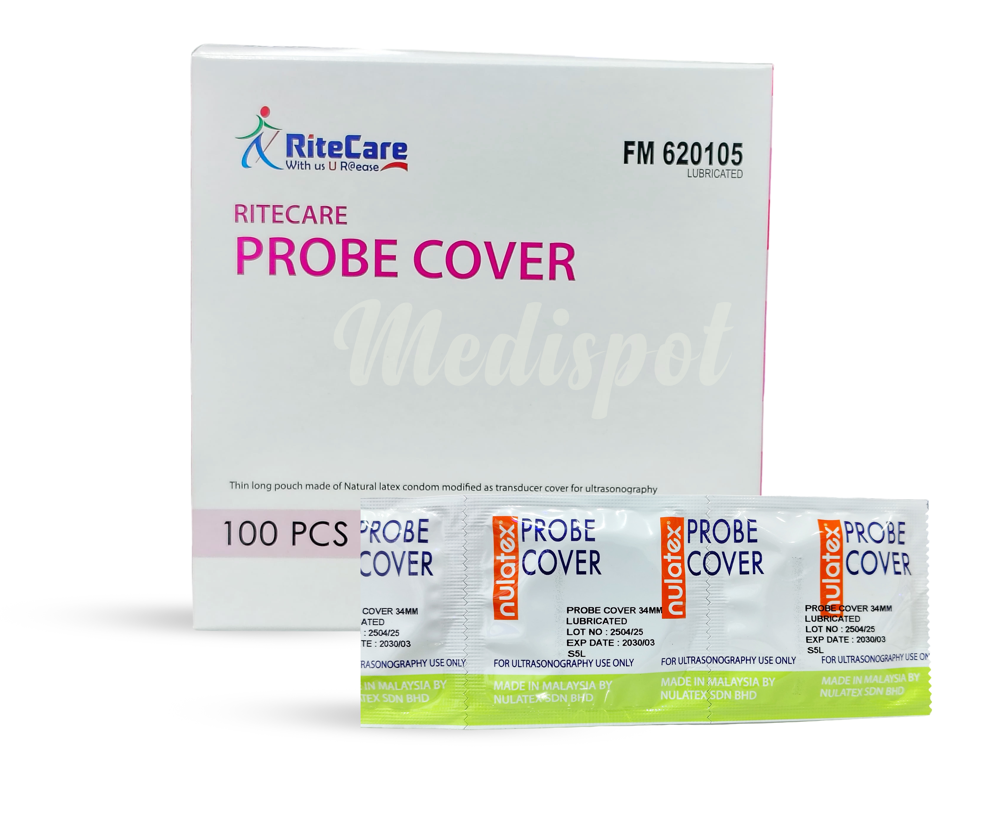 Ritecare Ultrasound probe cover fM 620105,nulatex ultrasound probe cover sterile,غطاء مسبار الموجات فوق الصوتية,غطاء الموجات فوق الصوتية المعقمة المعقمة الطبية