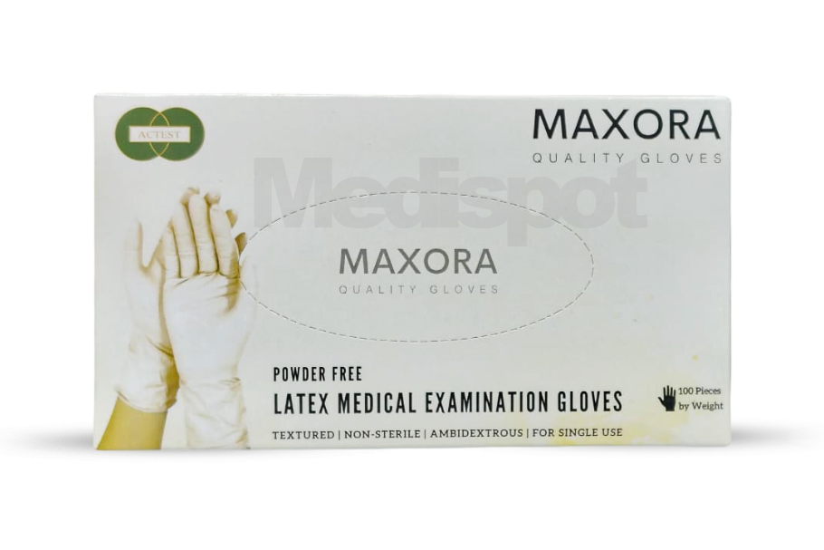 Maxora Latex Medical Examination Gloves Malaysia 100 Pieces (by weight),قفازات فحص طبي من اللاتكس – ماكسورا (Maxora),قفازات فحص طبي من اللاتكس جدة,قفازات فحص طبي من اللاتكس الاسعار في السعودية جدة