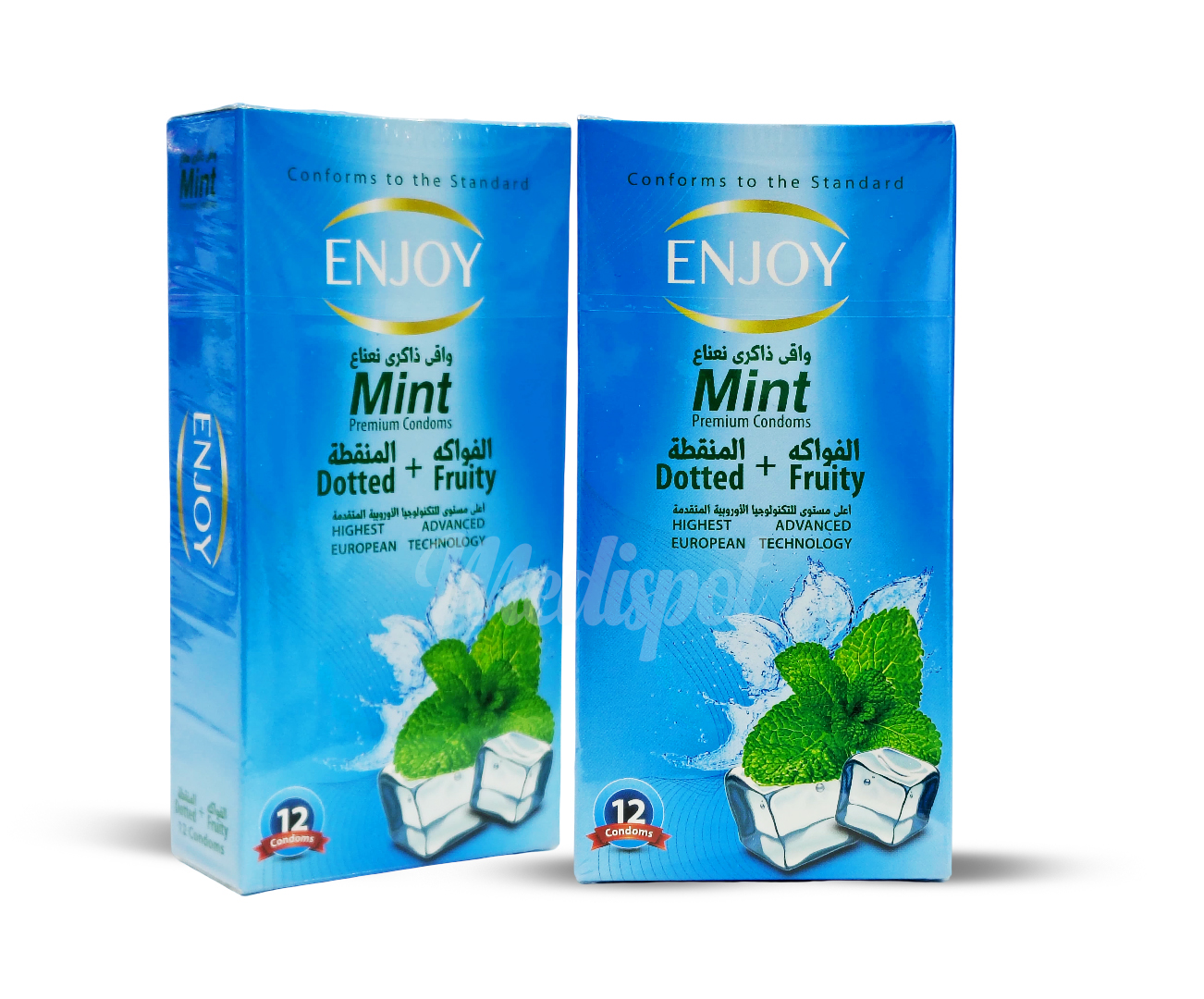 ENJOY Mint Premium Condoms Dotted + Fruity PKT/12,انجوي واقي ذكري نعناع 12 حبة