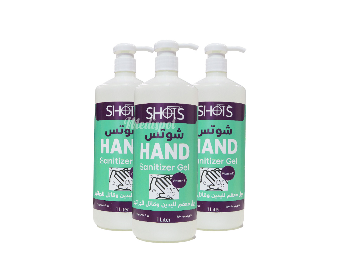 SHOTS HAND Sanitizer Gel 1000ml,شوتس – جيل معقم لليدين وقاتل للجراثيم