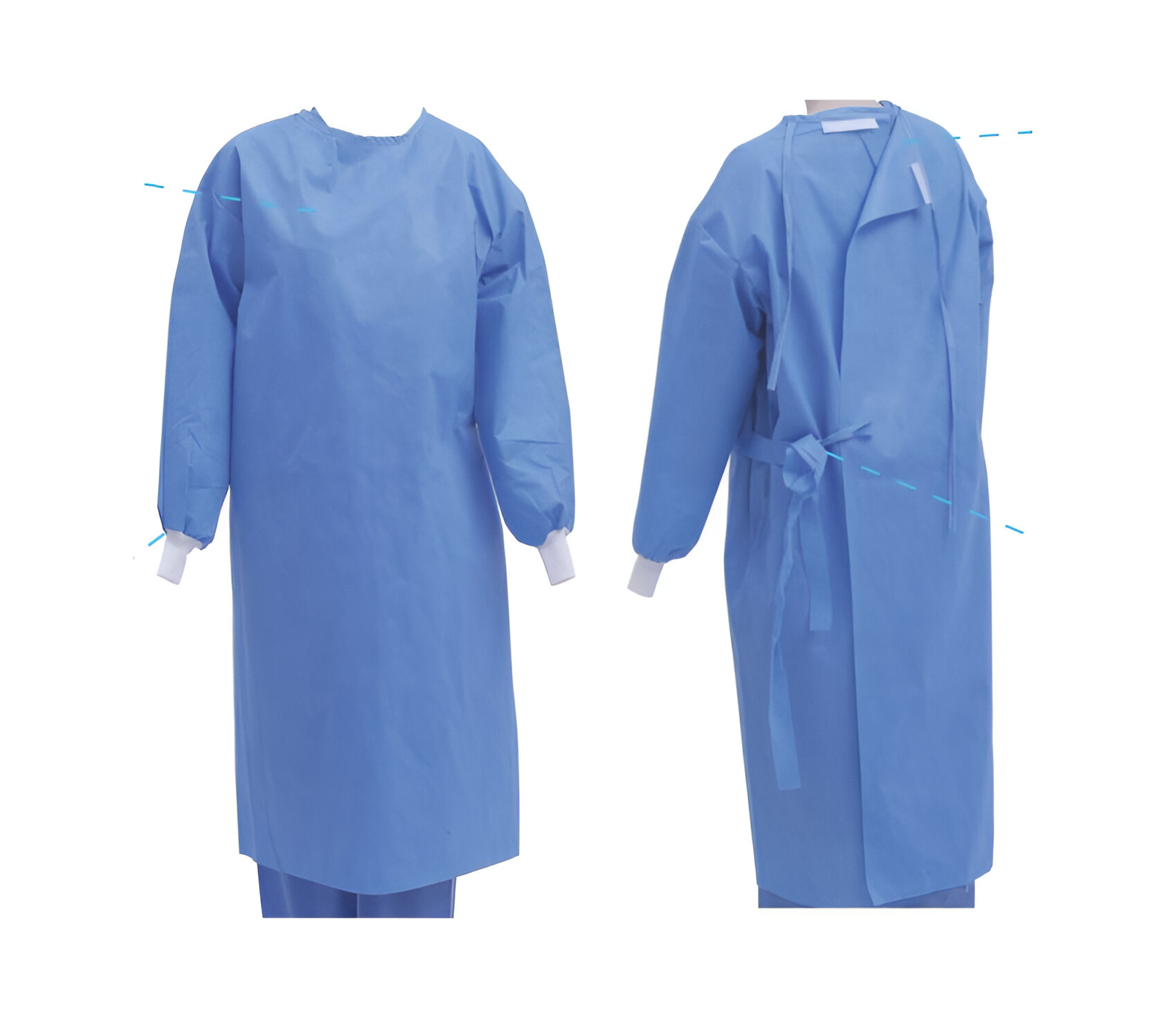 Disposable Non Woven SMS Sterile Standard Surgical Gown Medpurest Blue Green White