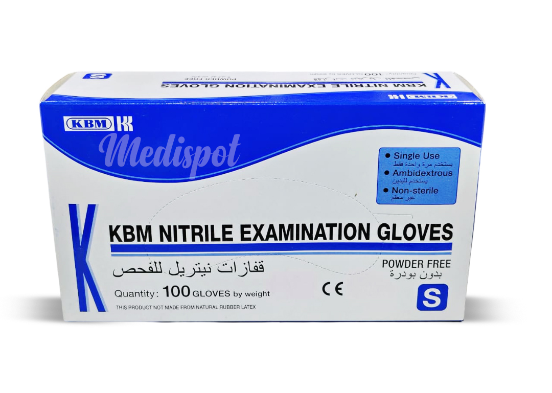 KBM Nitrile Blue Examination Gloves Malaysia,قفازات KBM نيتريل للفحص هي قفازات عالية الجودة وخالية من اللاتكس، مصممة للاستخدام مرة واحدة في البيئات الطبية والمخبرية والحفاظ على النظافة