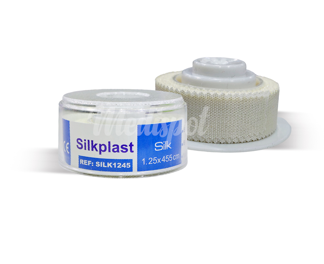 pharmaplast Silk Plast Medical Adhesive Tape size 1.25 cm × 4.55 m Egypt,hypoallergenic Adhesivetape,بلاستر سيلك رول لتثبيت الضمادات 1.25 * 5سم