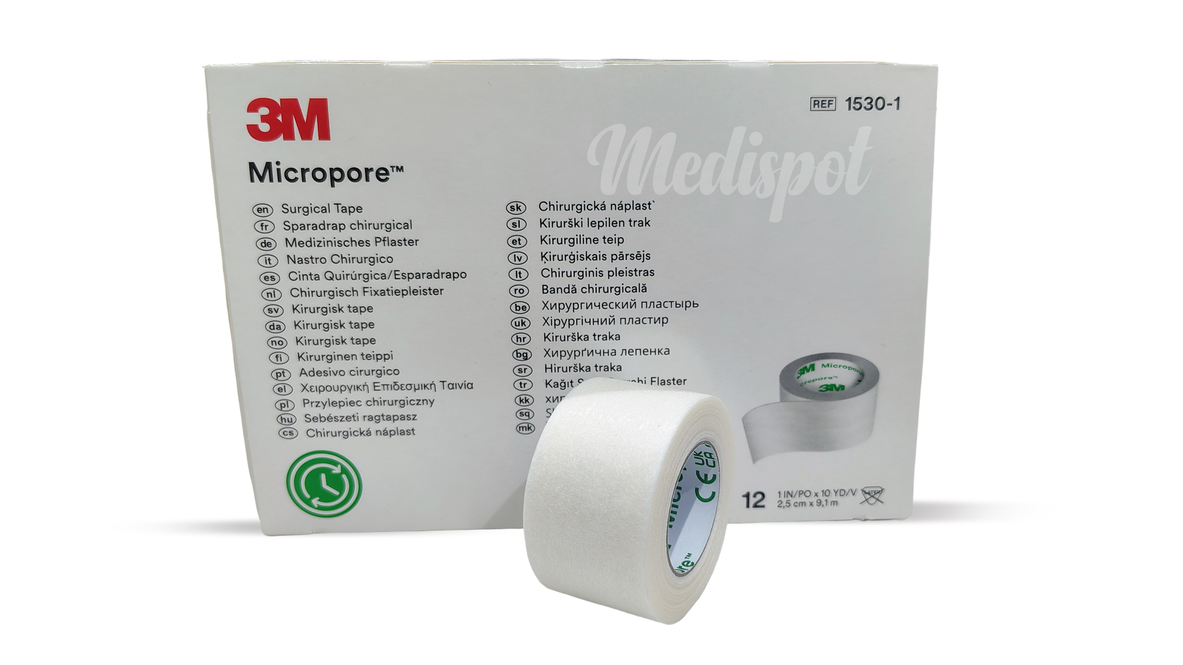 3M Micropore Surgical Tape 1530-1,إليك وصف شريط 3M Micropore بالمقاس ,2.5 سم × 9.1 متر3M™ Micropore Medical Tape