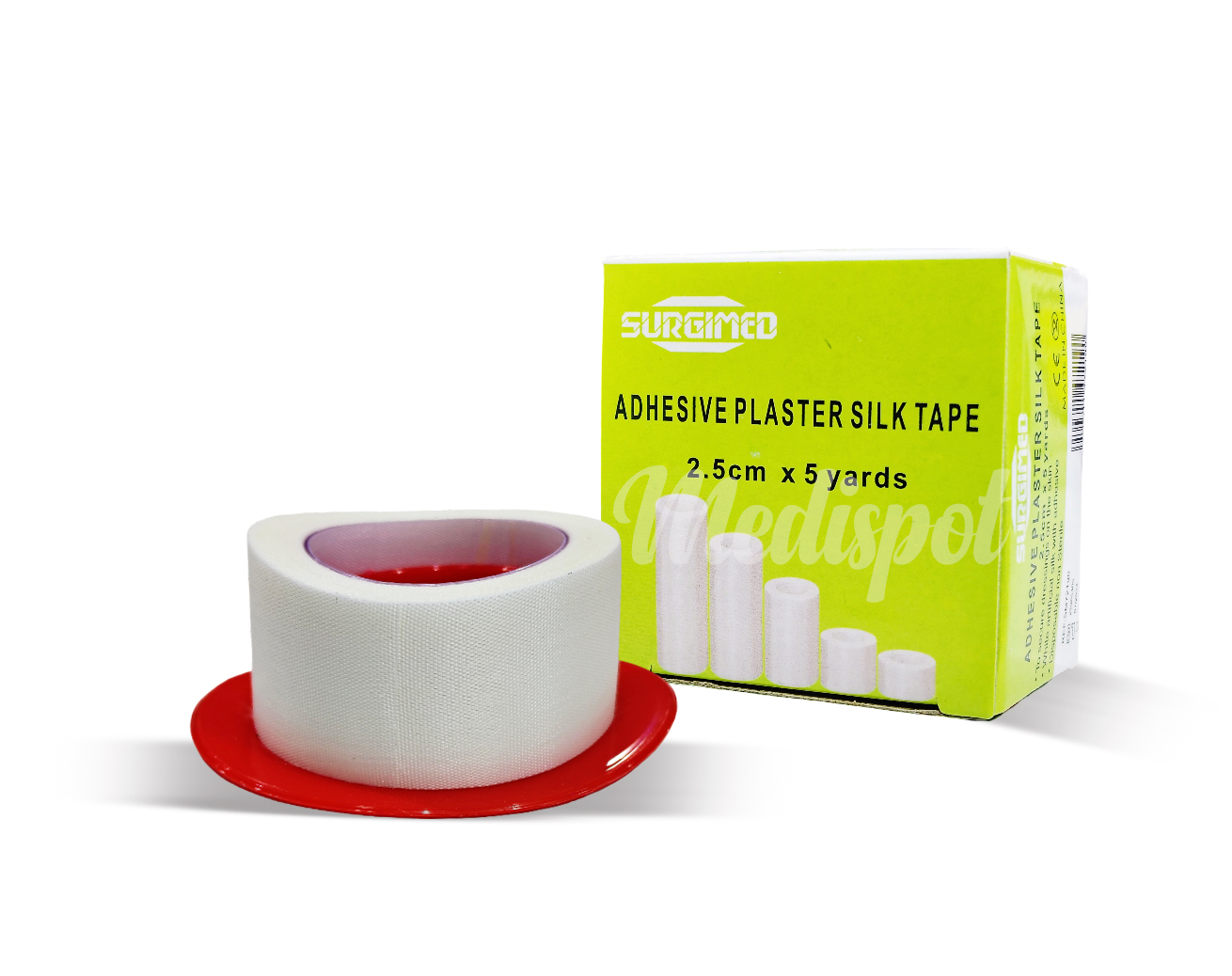 SURGIMED ADHESIVE PLASTER roll SILK TAPE 2.5 cm x 5 yards,silk adhesive plaster,بلاستر حرير طبي لاصق سيلك بلاست 2.5 سم