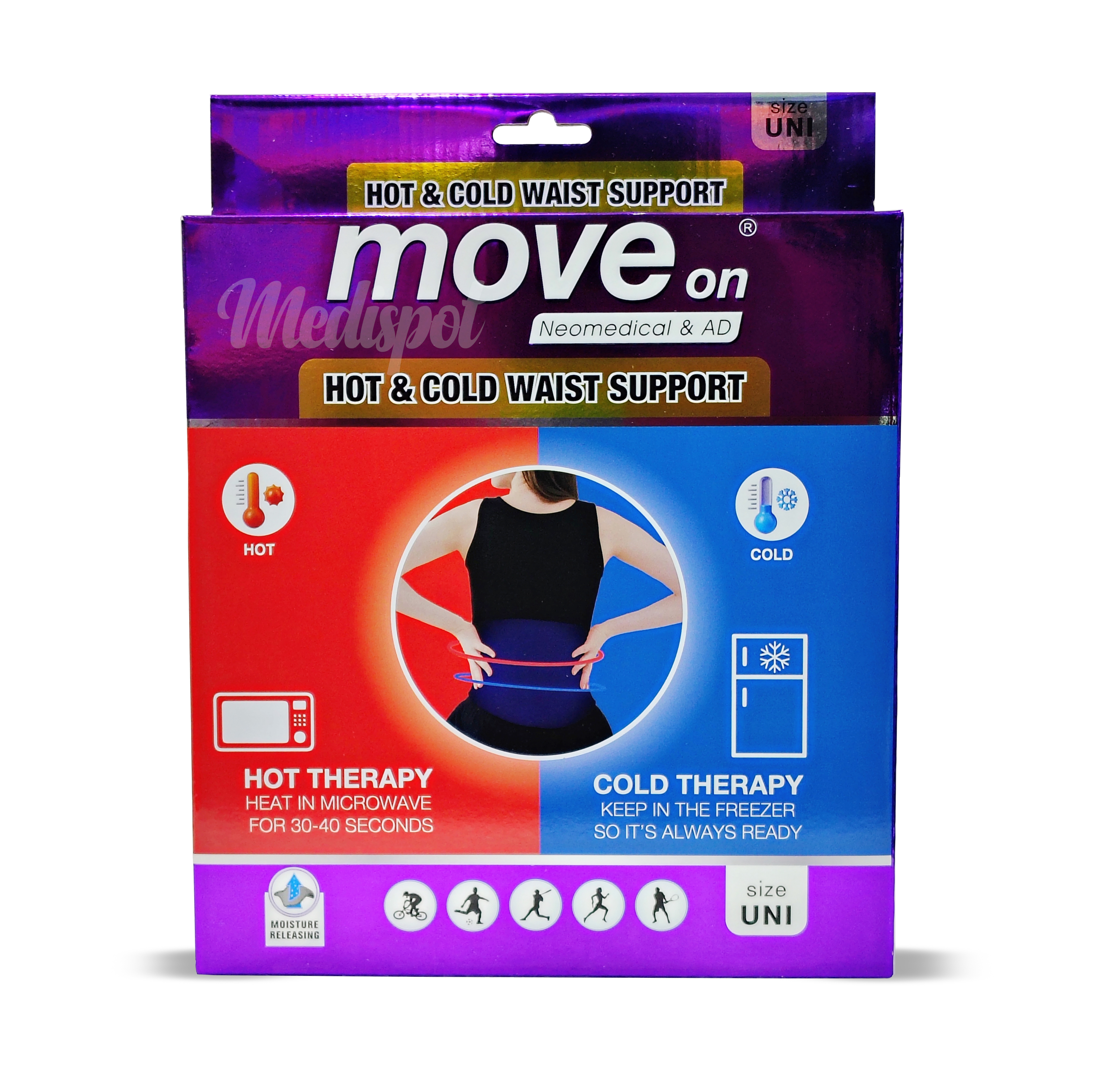 Move On Hot & Cold Waist Support hot and cold therapy,حزام موف أون لدعم الخصر بالعلاج الساخن والبارد
