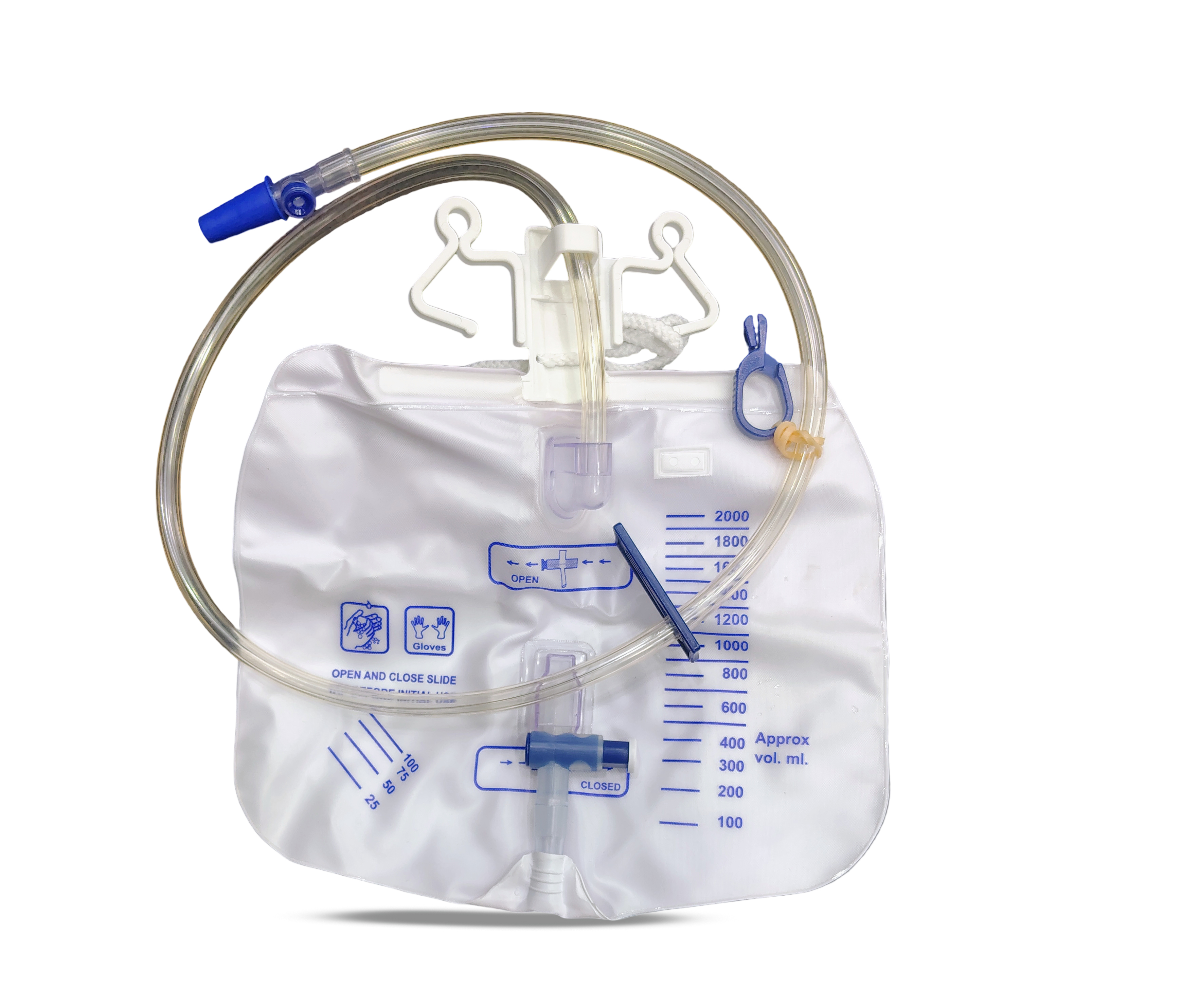disposable 2000 mL sterile urinary drainage bag,Drainage Bag for Fluid Collection,كيس تصريف لمجموعة السوائل,كيس جمع بول معقم 2000 مل